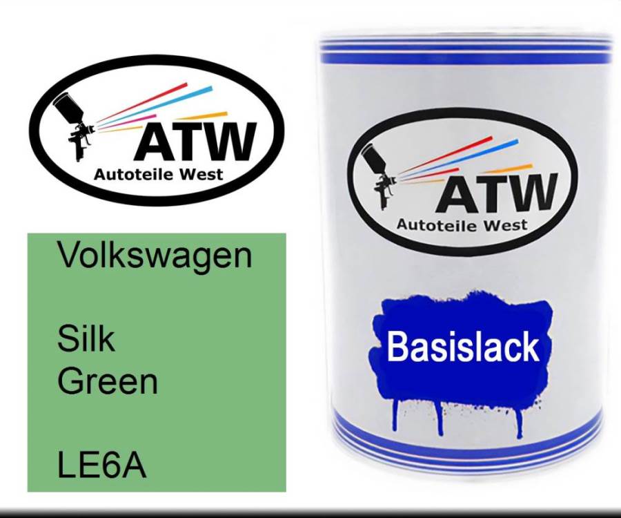 Volkswagen, Silk Green, LE6A: 500ml Lackdose, von ATW Autoteile West.